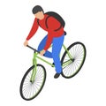 Man bike delivery icon, isometric style Royalty Free Stock Photo