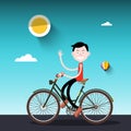 Man on Bike. Sunny Day with Boy on Bicycle Royalty Free Stock Photo