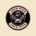 Man biker ride motorcycle vector round logo template