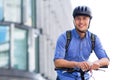 Man biking in the city