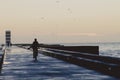 Man biking on the lightouse path