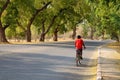 A man biking on rural street in Bagan Royalty Free Stock Photo