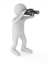 Man with binocular on white background Royalty Free Stock Photo