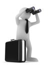 Man with binocular on white background Royalty Free Stock Photo