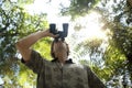 Man with Binoculars Royalty Free Stock Photo