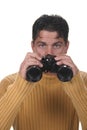 Man with binoculars Royalty Free Stock Photo