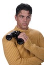 Man with binoculars Royalty Free Stock Photo