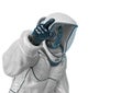 Man in a biohazard suit is argumenting Royalty Free Stock Photo