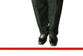 Man in black business pant and lather shoe with red line to transcend on white background