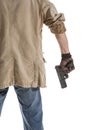 Man in black glove with a gun Royalty Free Stock Photo