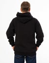Man in a black hoodie isolated on white background mock up - back view