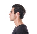 A man in a black shirt with a contemplative gaze Royalty Free Stock Photo