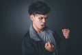 A man in a black shirt shows the utmost happiness Royalty Free Stock Photo