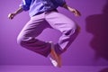 Jump man trendy modern adult action white pose black style fashion lifestyle violet