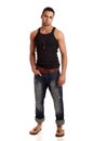 Man in BlackShirt and Jeans Royalty Free Stock Photo