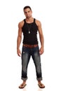 Man in BlackShirt and Jeans Royalty Free Stock Photo