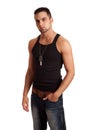 Man in BlackShirt and Jeans Royalty Free Stock Photo