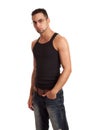 Man in BlackShirt and Jeans Royalty Free Stock Photo