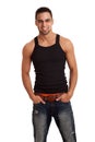Man in BlackShirt and Jeans Royalty Free Stock Photo