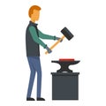 Man blacksmith icon, flat style