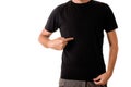 Man in blank black t-shirt Royalty Free Stock Photo