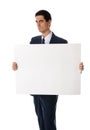 Man with blank sign