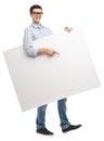 Man with blank whiteboard Royalty Free Stock Photo