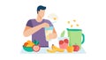Man Blending Fruit Smoothie Healthy Drink Vector, vector design Generative AI Royalty Free Stock Photo