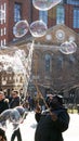 Man blowing Bubbles in Manhattan, New York City.