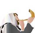 Man blowing shofar