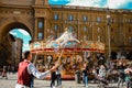 Man blows bubbles in Italy