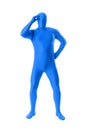 Man in a blue body suit