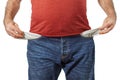 man with jeans showing his empty pockets Royalty Free Stock Photo