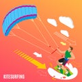 Kite Surfing Isometric Background Royalty Free Stock Photo