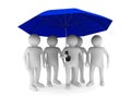 Man with blue umbrella on white background Royalty Free Stock Photo