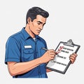Uniform is depicted holding a clipboard checking off items on Royalty Free Stock Photo