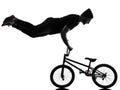 Man bmx acrobatic figure silhouette Royalty Free Stock Photo