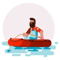 Man in boat caching a fish Royalty Free Stock Photo