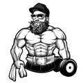 Man Body Bodybuilder Dumbbell Logo Vector