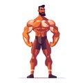 MAN BODY BUILDER MUSCLE FLAT VECTOR ILLUSTRATION