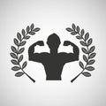 Man body builder sport emblem laurel branch