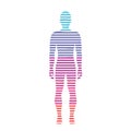 man body silhouette striped lines color vector