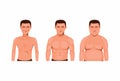 Man body type. skinny, fat and muscle. nutrition health symbol icon set concept in cartoon illustration vector Royalty Free Stock Photo