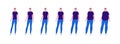 Man body weight concept, Vector flat person illustration set. Collection of males in casual outfit isolated on white. Slim to