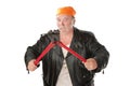 Man with bolt cutter Royalty Free Stock Photo