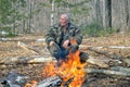 Man at bonfire 1 Royalty Free Stock Photo