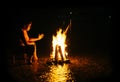 Man - Bonfire Royalty Free Stock Photo