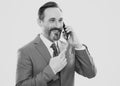 man boss has conversation. business negotiation. voice contact. telephone connection Royalty Free Stock Photo