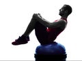 Man bosu balance trainer exercises fitness silhouette