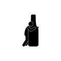 Man with a bottle of alcohol, isolated pictograms of people, stick figure human silhouette